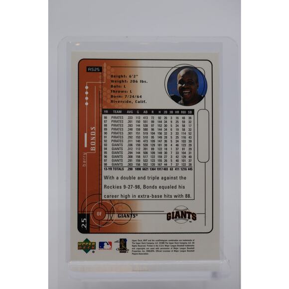 1999 Upper Deck MVP All-Star Game #AS25 Barry Bonds PSA 10 SF Giants - Pop 1 - Picture 3 of 3